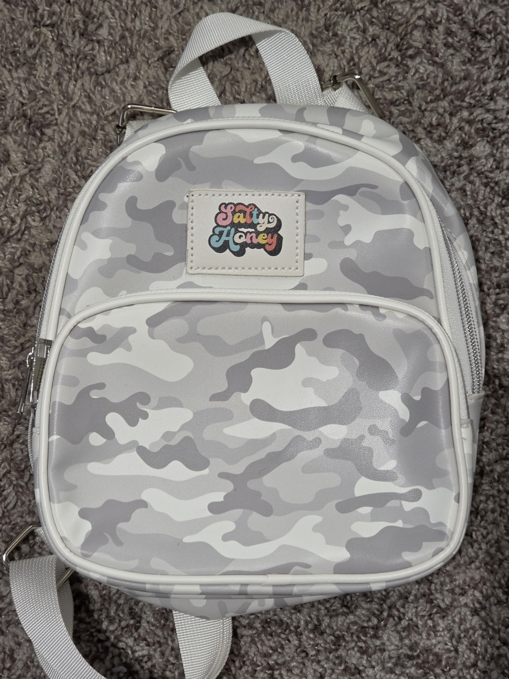 NEW Salty Honey Camo Gray & White Mini Backpack